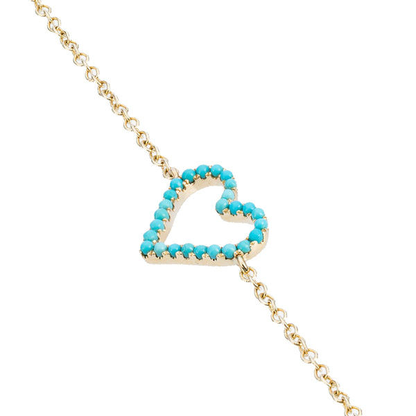 Rosa De La Cruz TURQUOISE HEART CHARM BRACELET
