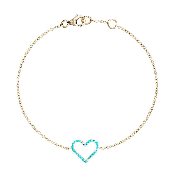 rosa de la cruz TURQUOISE HEART CHARM BRACELET