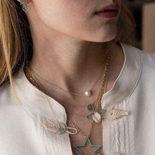 Rosa De La Cruz TURQUOISE HEART CHARM NECKLACE