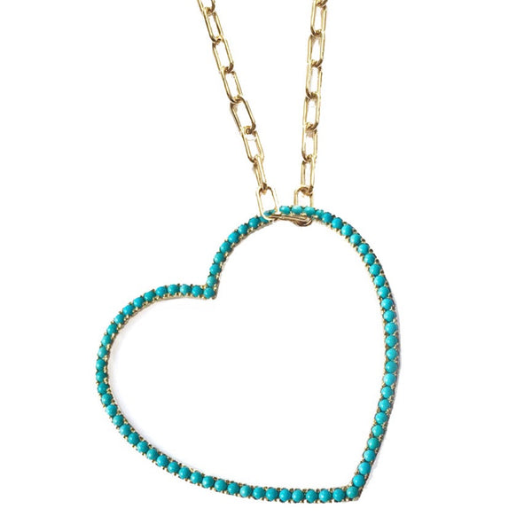 rosa de la cruz TURQUOISE HEART PENDANT - 40MM