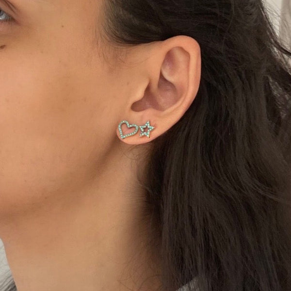 Rosa De La Cruz TURQUOISE HEART STUDS