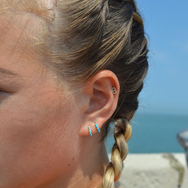 Rosa De La Cruz TURQUOISE MINI HOOPS