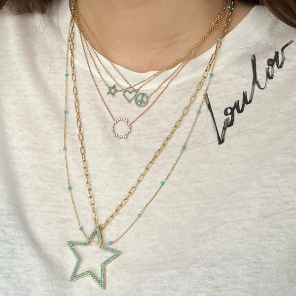 Rosa De La Cruz TURQUOISE PEACE CHARM NECKLACE