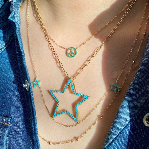 Rosa De La Cruz TURQUOISE PEACE CHARM NECKLACE