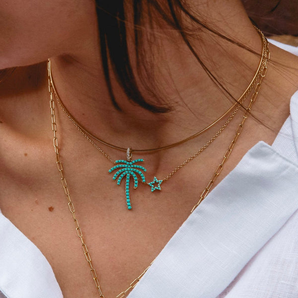 Rosa De La Cruz TURQUOISE STAR CHARM NECKLACE