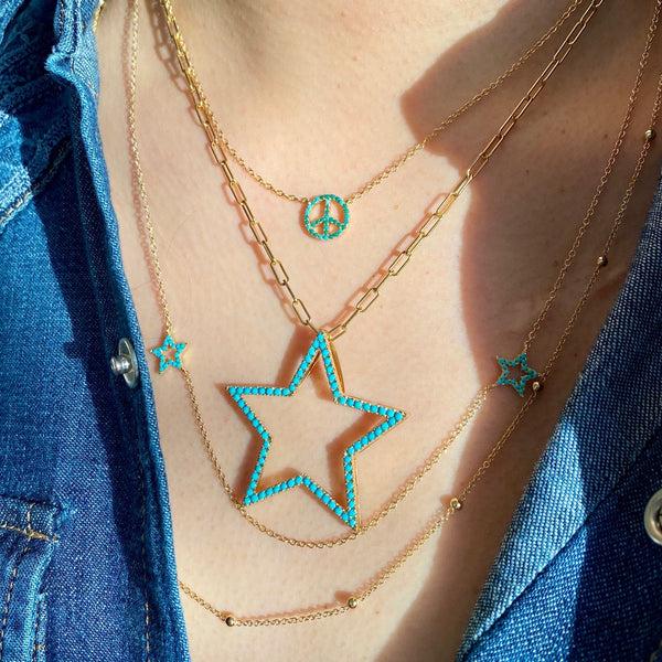 Rosa De La Cruz TURQUOISE STAR PENDANT - 40MM