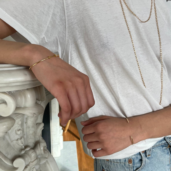 Rosa De La Cruz TWO DIAMOND GOLD BANGLE