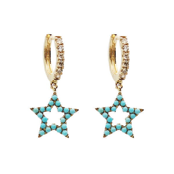rosa de la cruz TURQUOISE AND DIAMOND STAR CHARM EARRINGS