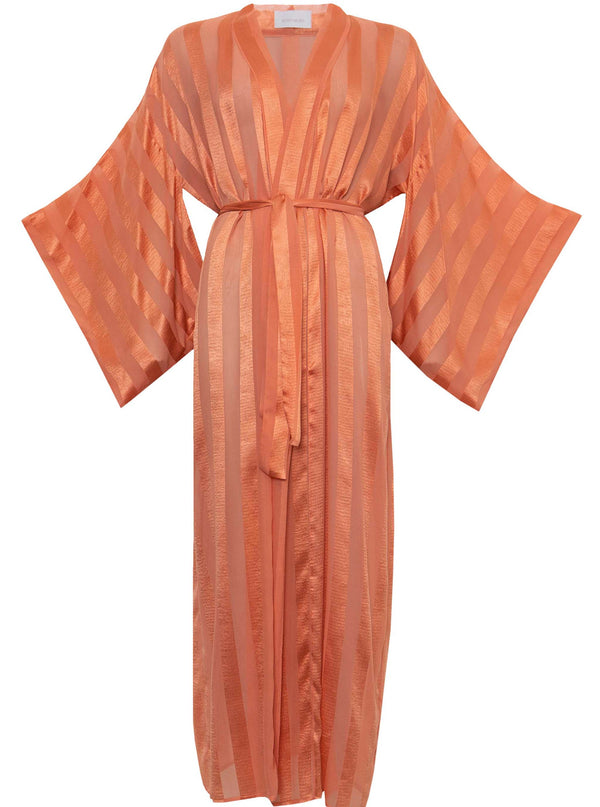 roses are red AIKO SILK KIMONO - CORAL