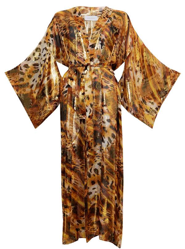 roses are red AIKO SILK KIMONO - GOLD