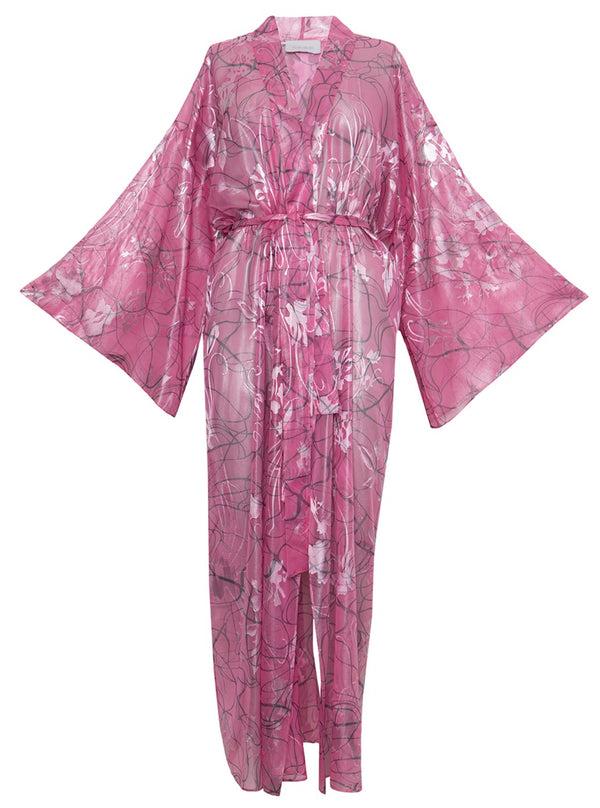 roses are red AIKO SILK KIMONO - PINK