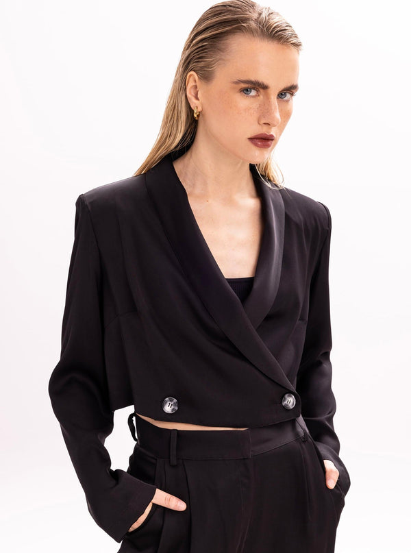 Roses Are Red CROPPED BLAZER - BLACK