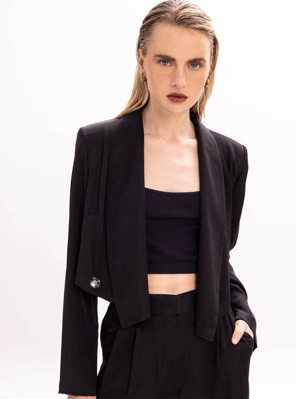 Roses Are Red CROPPED BLAZER - BLACK