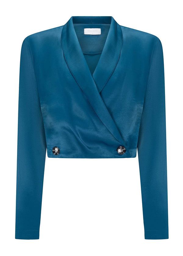 roses are red CROPPED BLAZER - BLUE PETROL