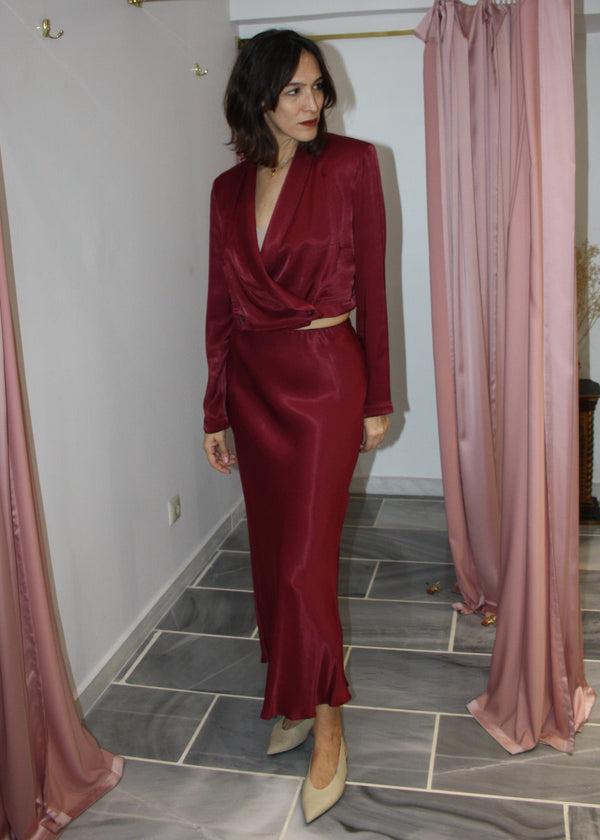 Roses Are Red CROPPED BLAZER - BURGUNDY