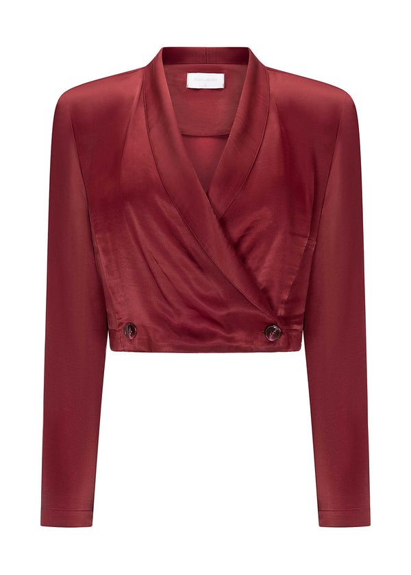 roses are red CROPPED BLAZER - BURGUNDY