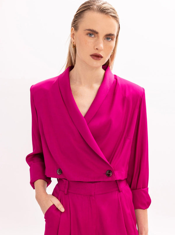 Roses Are Red CROPPED BLAZER - MAGENTA