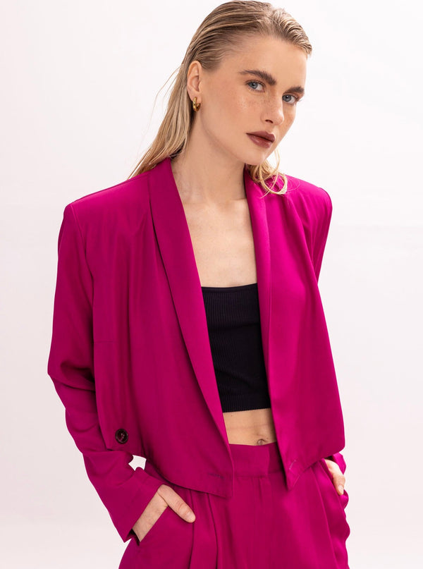Roses Are Red CROPPED BLAZER - MAGENTA