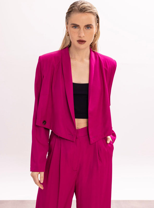 Roses Are Red CROPPED BLAZER - MAGENTA