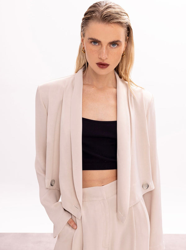 Roses Are Red CROPPED BLAZER - VANILLA