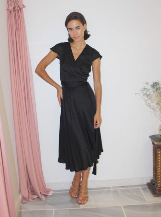 Roses Are Red DORIS MIDI WRAPDRESS - BLACK