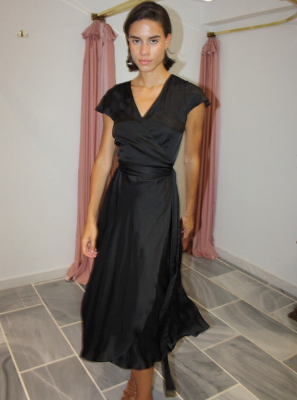 Roses Are Red DORIS MIDI WRAPDRESS - BLACK