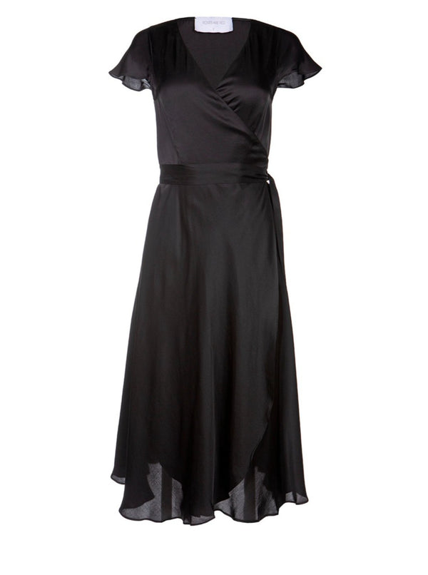 roses are red DORIS MIDI WRAPDRESS - BLACK