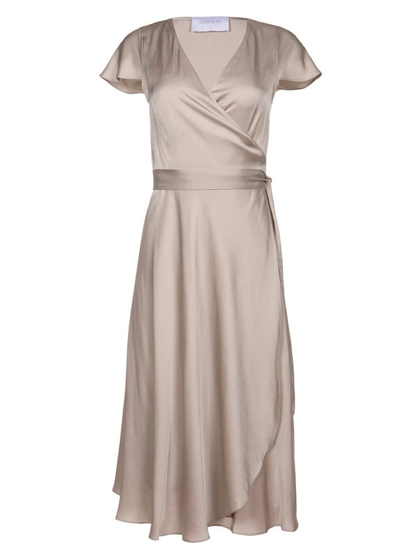 roses are red DORIS MIDI WRAPDRESS - LIGHT GREY