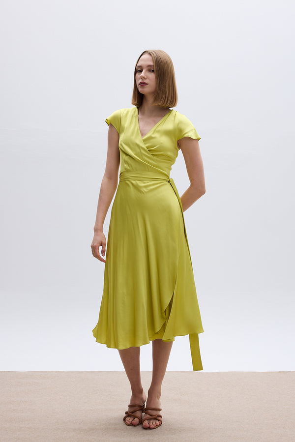Roses Are Red DORIS MIDI WRAPDRESS - LIME