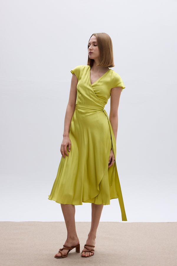 Roses Are Red DORIS MIDI WRAPDRESS - LIME