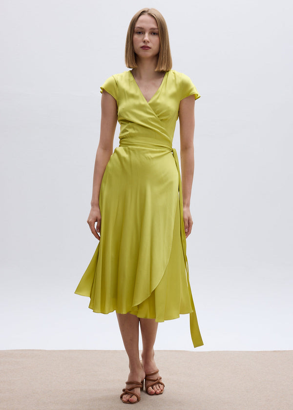 roses are red DORIS MIDI WRAPDRESS - LIME