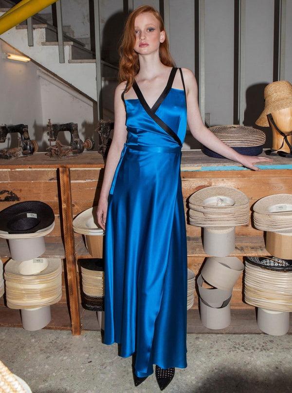 Roses Are Red DORY SILK DRESS - ROYAL BLUE