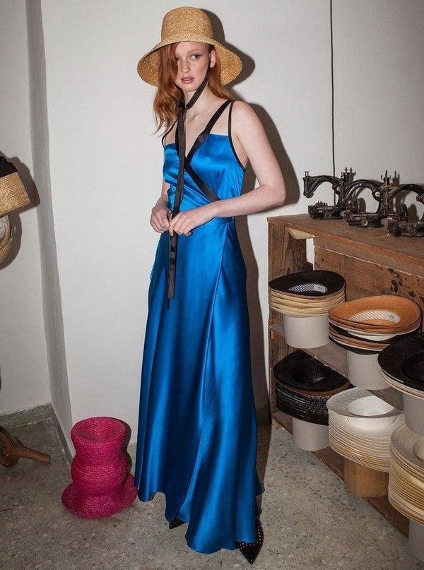 Roses Are Red DORY SILK DRESS - ROYAL BLUE