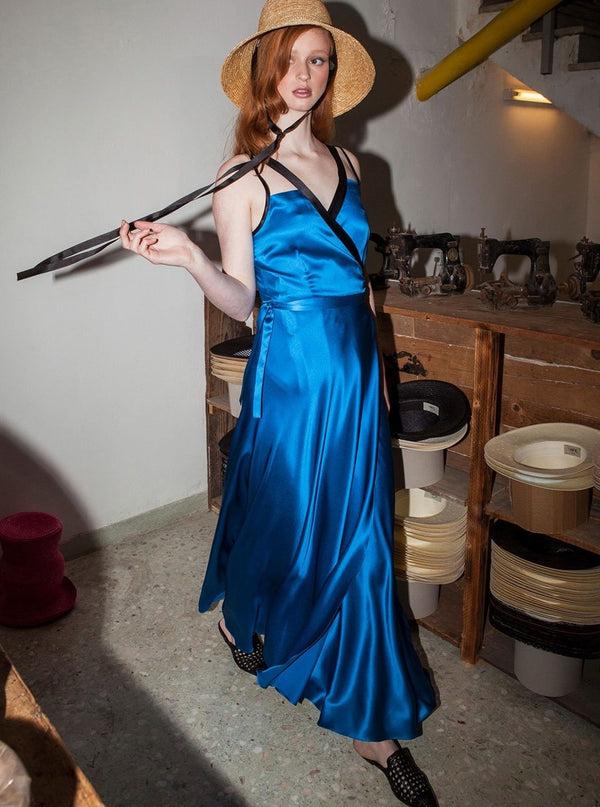 Roses Are Red DORY SILK DRESS - ROYAL BLUE