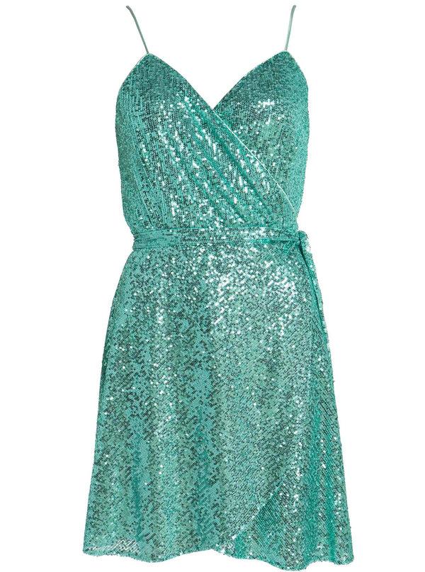 roses are red ELOISE WRAPDRESS - SEQUINED AQUA