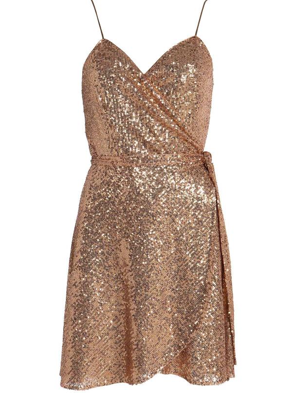 roses are red ELOISE WRAPDRESS - SEQUINED GOLD