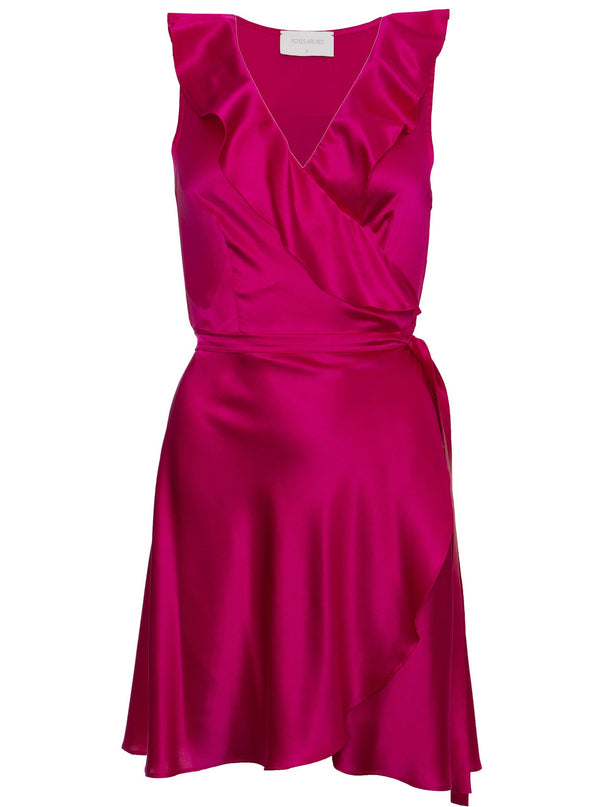 roses are red RENEE SILK WRAPDRESS - FUCHSIA