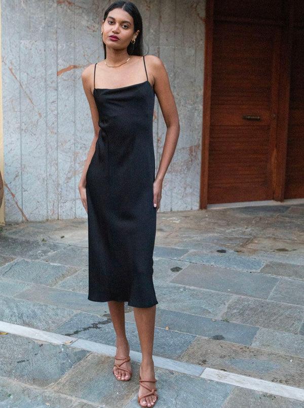 Roses Are Red THE MIDI SLIPDRESS - BLACK