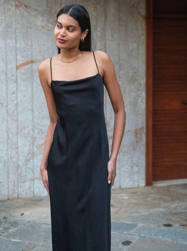 Roses Are Red THE MIDI SLIPDRESS - BLACK
