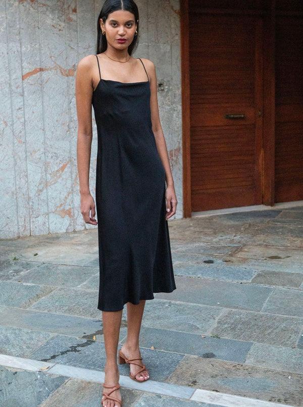 Roses Are Red THE MIDI SLIPDRESS - BLACK
