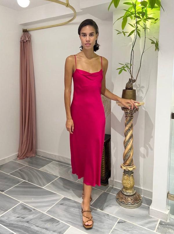 Roses Are Red THE MIDI SLIPDRESS - FUCHSIA