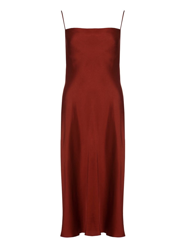 roses are red THE MIDI SLIPDRESS - WINE RED
