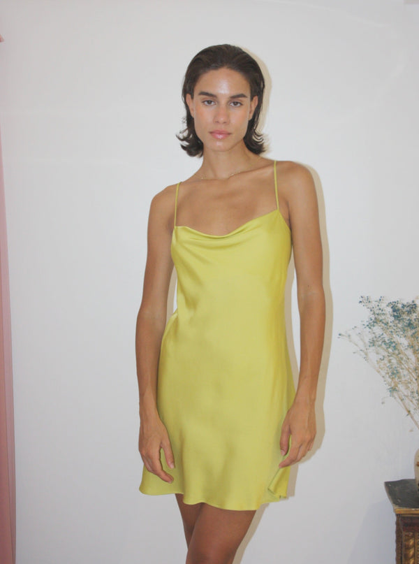 Roses Are Red THE MINI SLIPDRESS - LIME