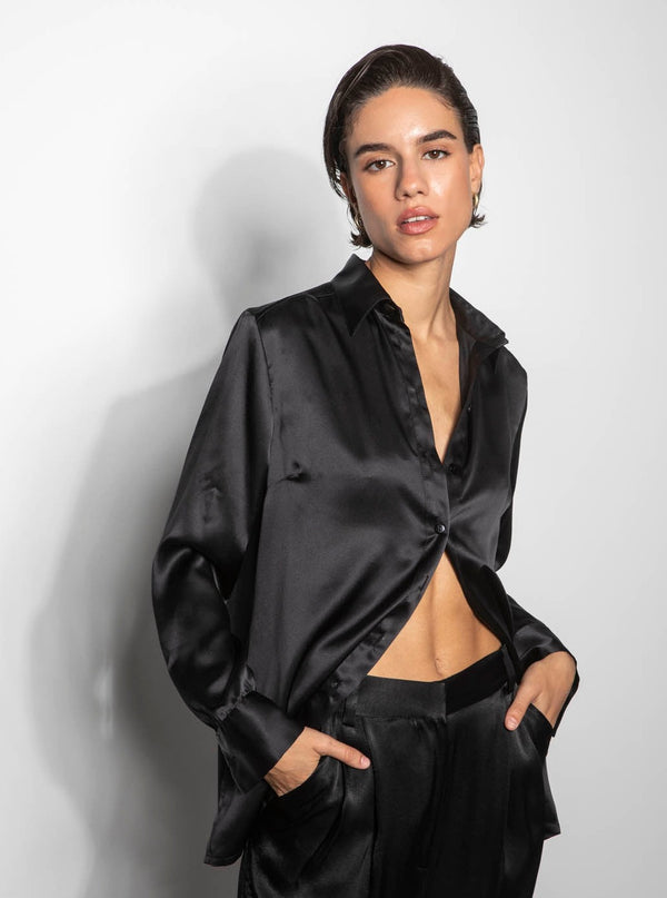 roses are red THE SILK SHIRT - BLACK