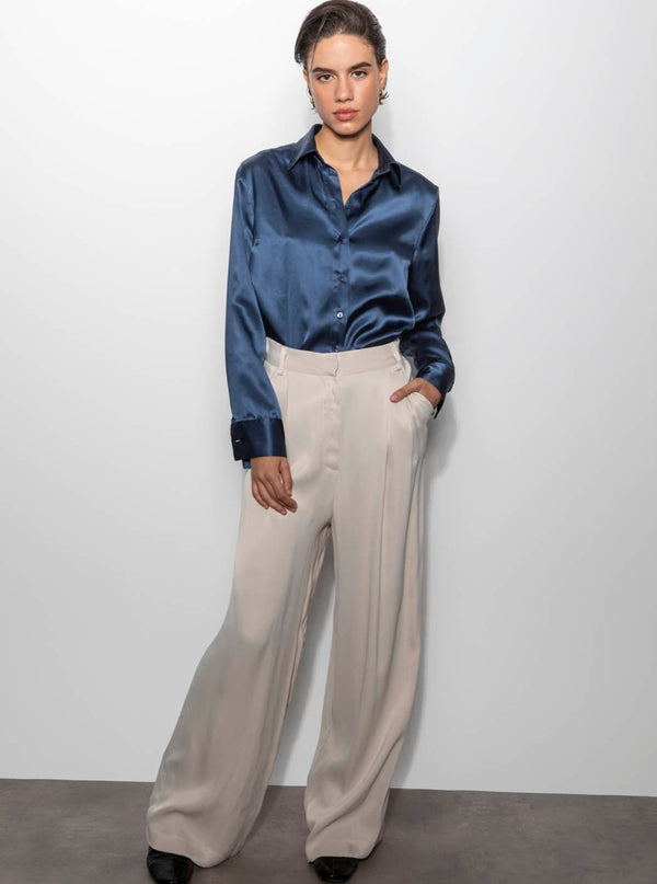 Roses Are Red THE SILK SHIRT - MIDNIGHT BLUE