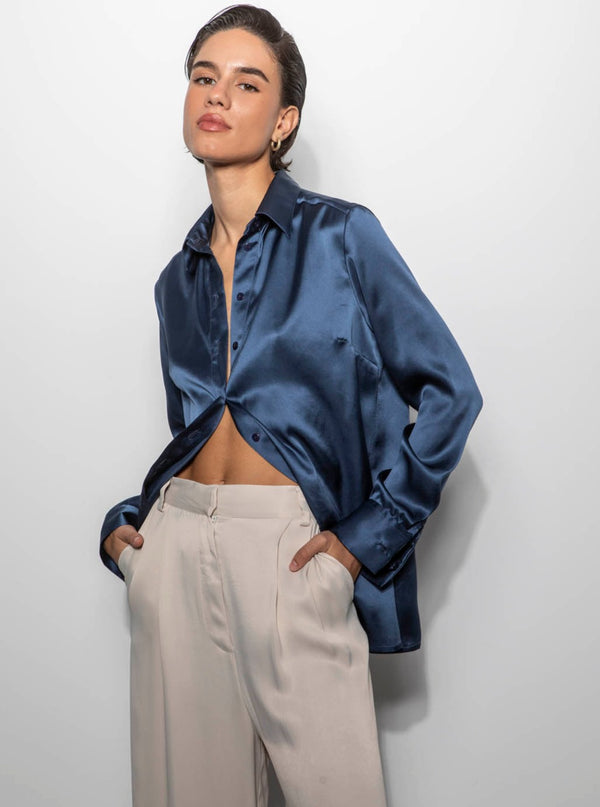 roses are red THE SILK SHIRT - MIDNIGHT BLUE