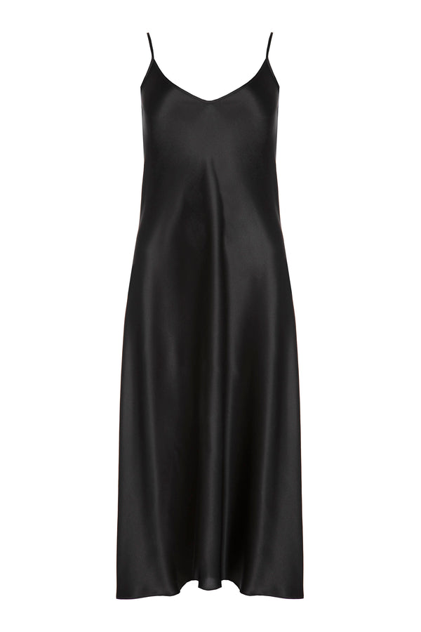 roses are red THE SILK SLIPDRESS - BLACK