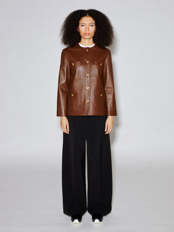 Rosetta Getty BUTTON POCKET CREWNECK JACKET - STRETCH PLONGE