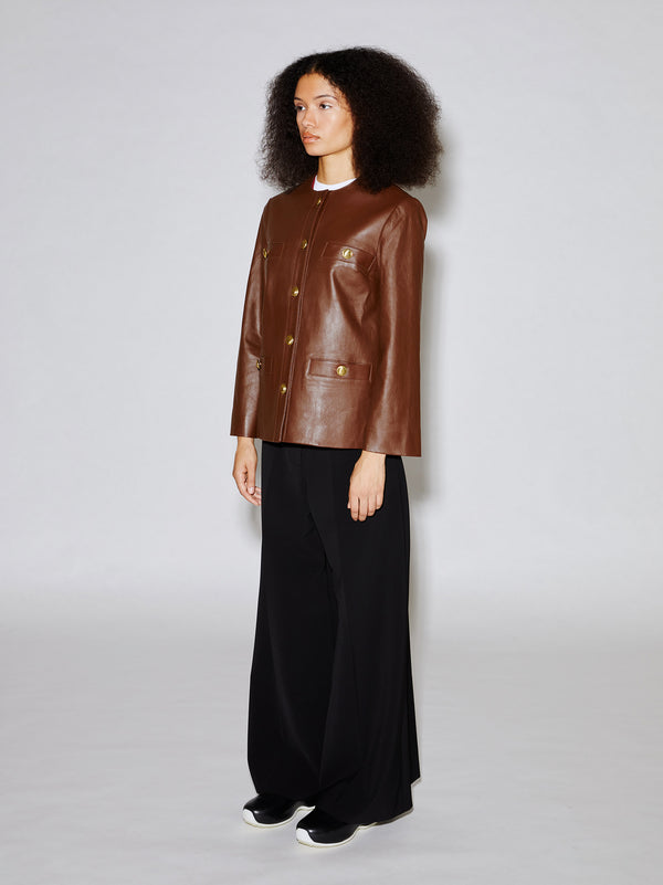 Rosetta Getty BUTTON POCKET CREWNECK JACKET - STRETCH PLONGE