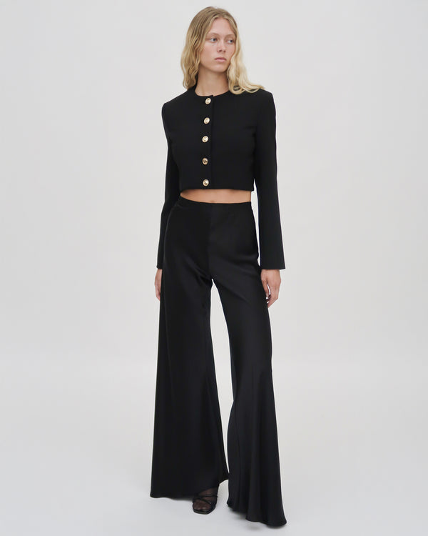 Rosetta Getty CROPPED BUTTON FRONT JACKET - WOOL SCUBA SUITING